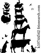 cultive animais, vetorial, jogo