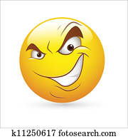 Evil Villain Smiley Face Vector Clipart | k13041791 | Fotosearch