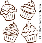 Cupcake icon in doodle style Cupcake icon in doodle style