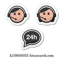 Customer service icons set, labels