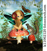 Cute Fairy On A Toadstool Cute Fairy On A Toadstool