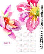 Dahlia flowers, calendar for 2013 Dahlia flowers, calendar for 2013