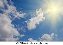 dass, sonne, wolken, in, a, blau, sky.