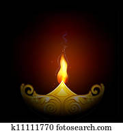 decorado, Diya, para, feliz, Diwali