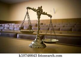 Decorative Scales of Justice in the Courtroom Decorative Scales of Justice in the Courtroom