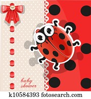 Delicate red baby shower card