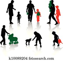 den, isolerat, silhouettes, av, föräldrar