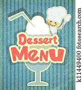 Design of Dessert menu with chef and Ice Cream Design of Dessert menu with chef and Ice Cream