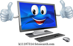 Desktop computer mascot Desktop computer mascot