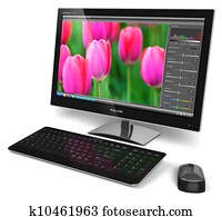 Desktop computer with photo editing software Desktop computer with photo editing software