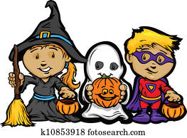 dessin animé, vecteur, image, de, a, heureux, halloween, enfants, girl, à, ruse bonbon, cric-o-les lanternes