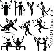 Devil Angel Friend Enemy Symbol Devil Angel Friend Enemy Symbol