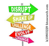 Disrupt Change Direction New Ideas Technology Signs Disrupt Change Direction New Ideas Technology Signs