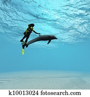 Diver with dolphin Diver with dolphin