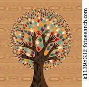 diversidad, árbol, entrega, madera, patrón