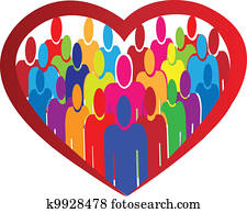 Diversity people heart logo vector