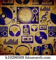 Dj music elementes vintage pattern Dj music elementes vintage pattern