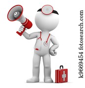 Doctor shouting on a megaphone. Doctor shouting on a megaphone.