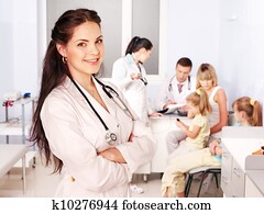 Doctor with child in hospital.