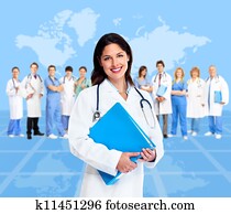 Doctor woman with a medical team. Health care.