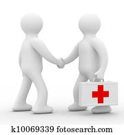 doktor patient, weiß, hintergrund., freigestellt, 3d, bild