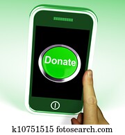 Donate Button On Mobile Shows Charity And Fundraising Donate Button On Mobile Shows Charity And Fundraising