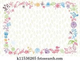 doodle, foliage, quadro