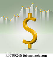 dorado, dólar, tabla de acción