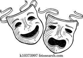Drama masks sketch Drama masks sketch