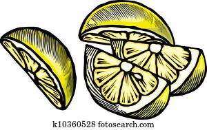Drawing of lemon wedges Drawing of lemon wedges
