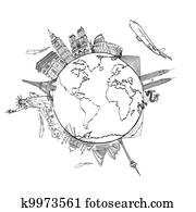 drawing the dream travel around the world in a whiteboard drawing the dream travel around the world in a whiteboard