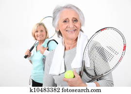 due, donne senior, fare, tennis