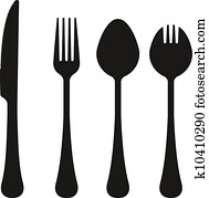 Eating utensils vector silhouettes Eating utensils vector silhouettes