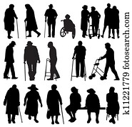 elderly silhouettes elderly silhouettes