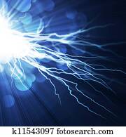 Electric flash of lightning on a blue background Electric flash of lightning on a blue background