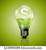 Electric light bulb and currency symbol inside it
