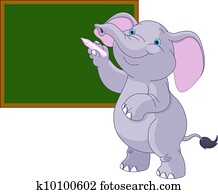 Elephant writing on blackboard Elephant writing on blackboard