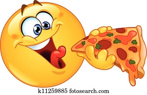 emoticon, comendo pizza