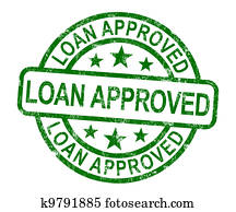 empréstimo, aprovado, selo, mostra, crédito, acordo, ok