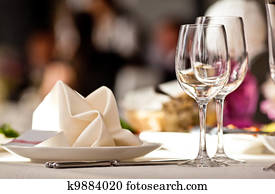 Empty glasses set in restaurant Empty glasses set in restaurant