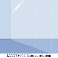 Empty office with glass wall