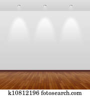 Empty room with white wall and wood