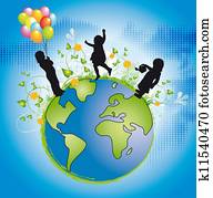 enfants, dans, monde