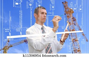 engenharia, automação, desenhando