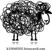 engraçado, ovelha preta, esboço, para, seu, desenho