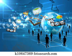 equipe negócio, com, social, mídia