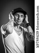 escute música, -, preto branco