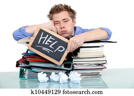 estudante, swamped, sob, trabalho