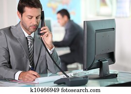 exec, telefon, in, büro