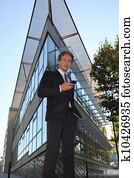 exec, vor, dreieckig, gebäude